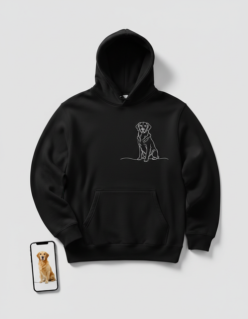 Melns Hoodie ar pielāgotu izšuvumu