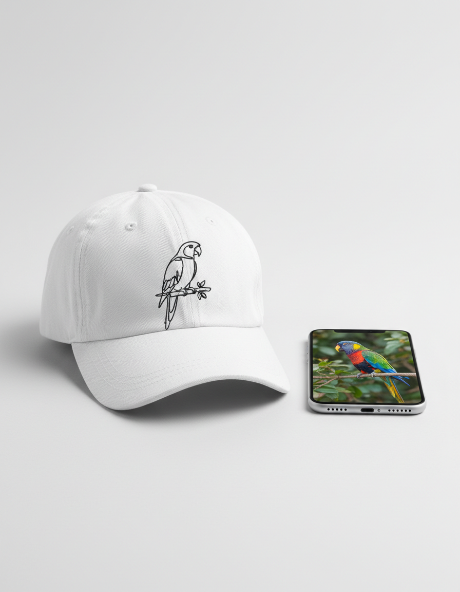 Cepure ar izšuvumu - balta