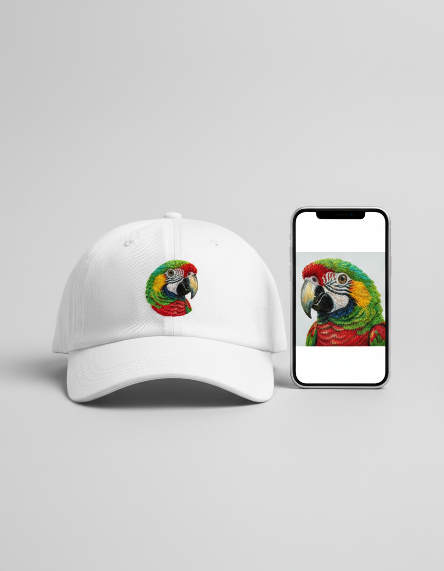 Cepure ar izšuvumu - balta